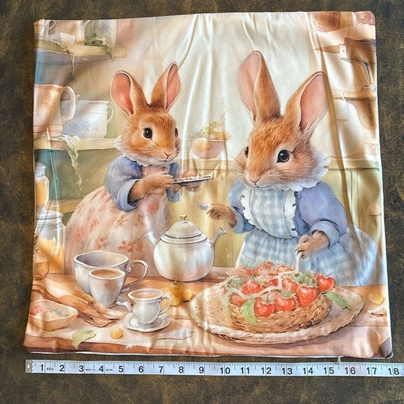 NEW Beatrix Potter Peter Rabbit inspired tea party throw pillow cover nursery - Picture 2 of 13